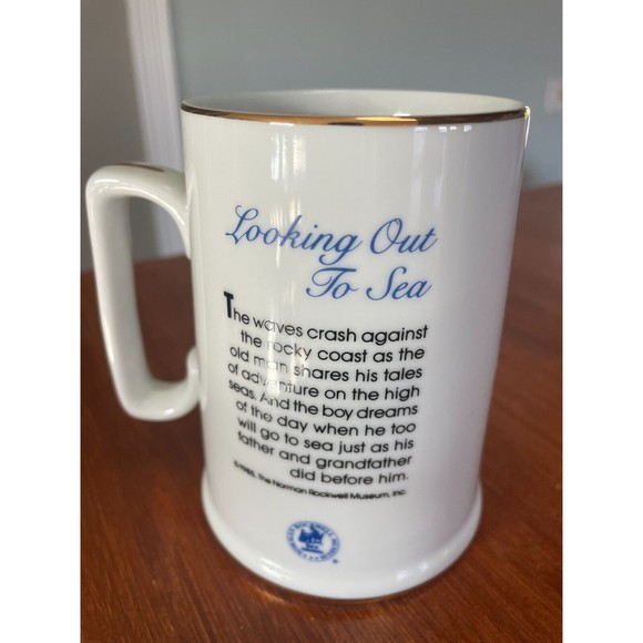 Norman Rockwell Vintage Coffee Mugs Cups Set of 2 White W/ Gold Trim - Picture 6 of 8